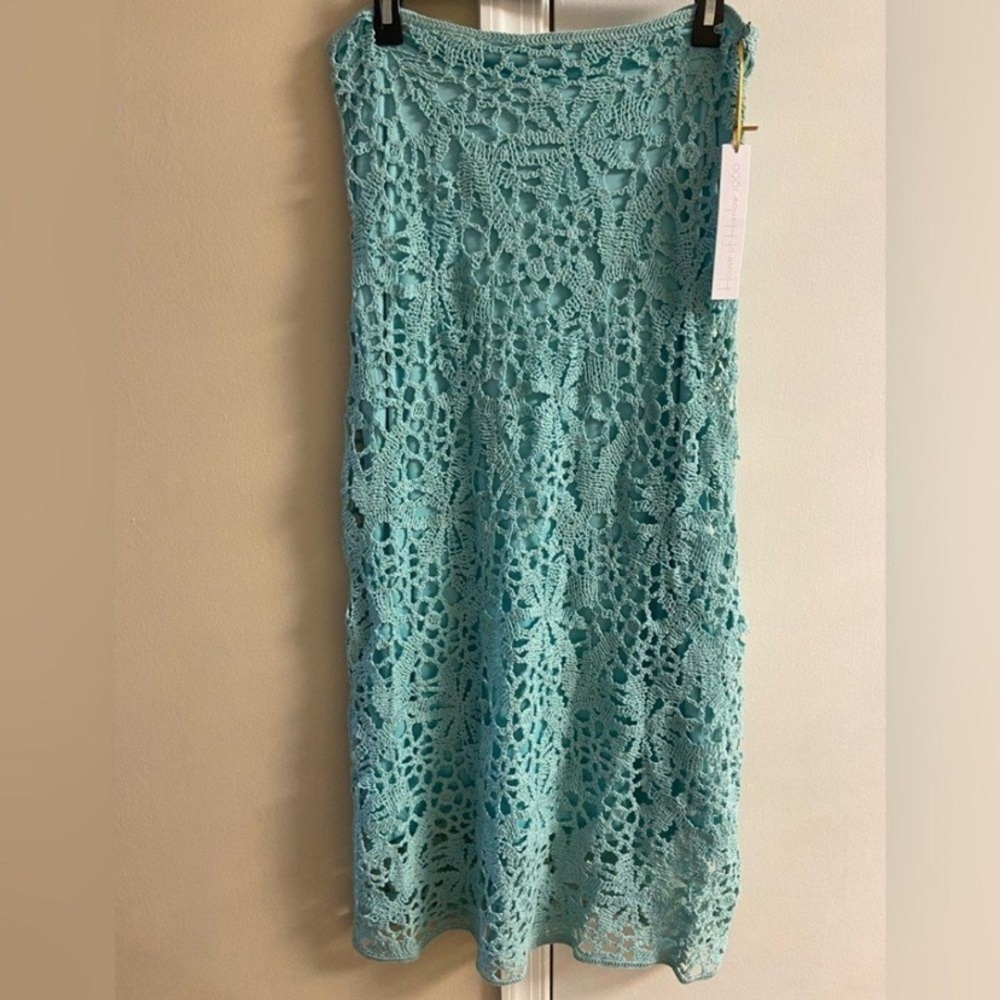 House of Harlow 1960 Sky green Crochet maxi skirt set Medium NWT - Picture 5 of 10